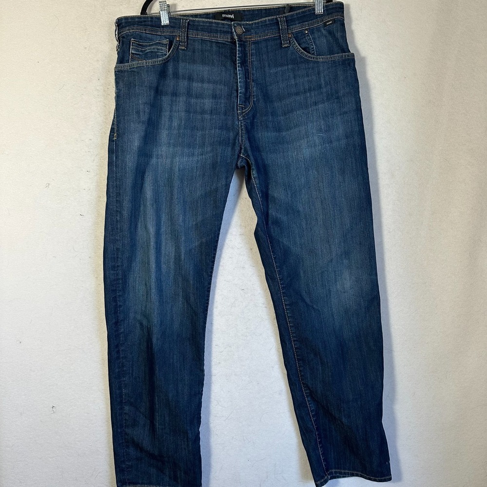 Mavi Jeans Zach Straight Leg Jeans Mens 40x31 Blue Dark Wash Blue Denim Stretch
